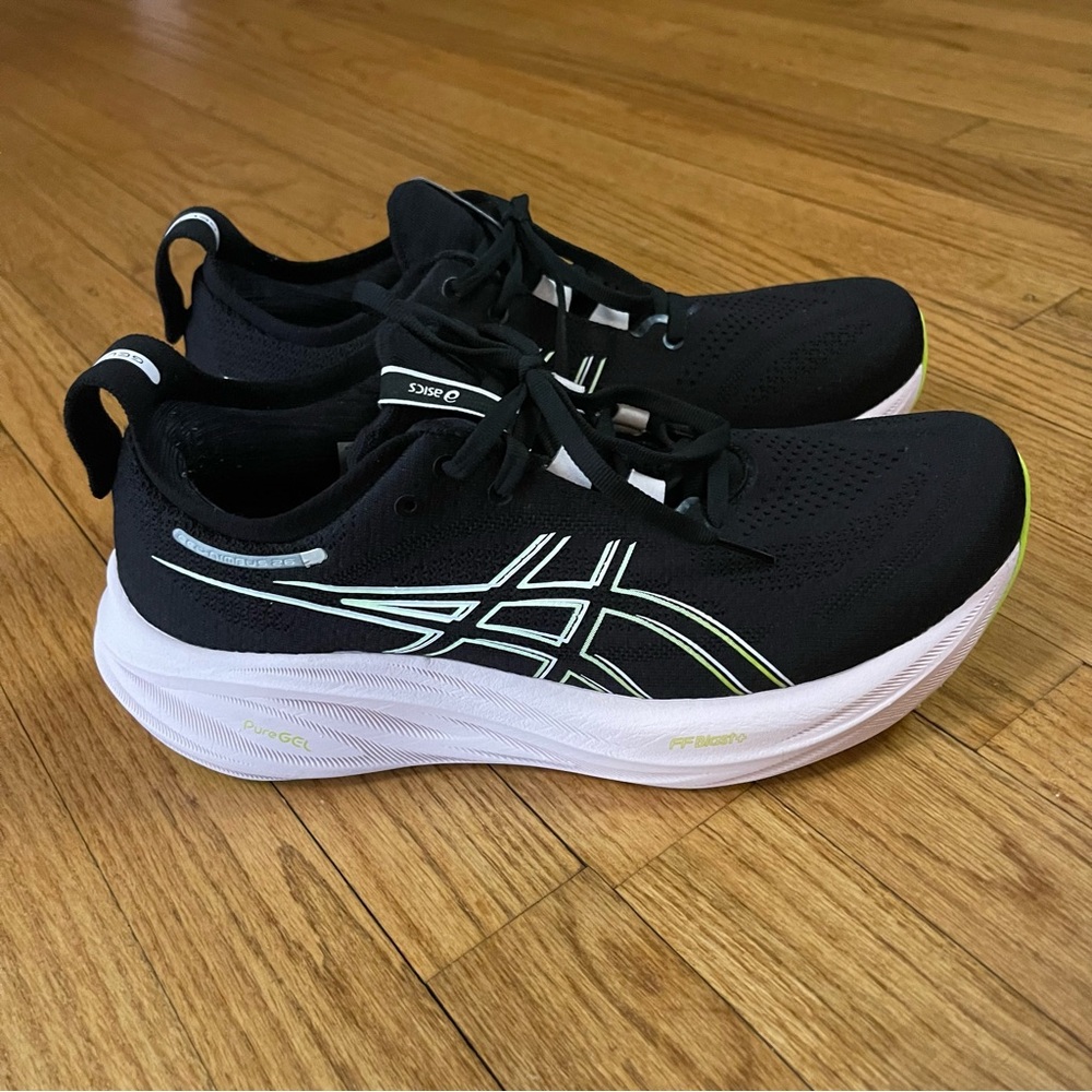 Women's ASICS Gel Nimbus 26 'Black Neon Lime Running Shoes Size 10.5 - Picture 8 of 15